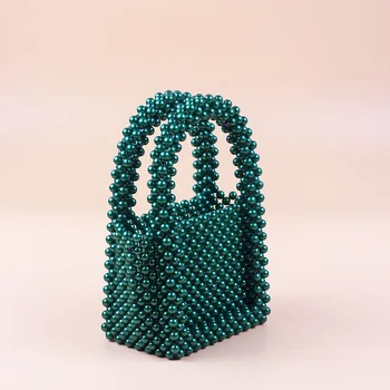 Zelená Korálkové Kabelky pre Ženy Mini Večer Taška Strán, Svadby Malé Tote Bag Luxusný Dizajn Lete Malé Vedierko Kabelku 2022 Žena 3