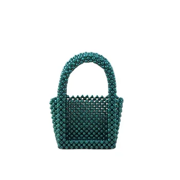 Zelená Korálkové Kabelky pre Ženy Mini Večer Taška Strán, Svadby Malé Tote Bag Luxusný Dizajn Lete Malé Vedierko Kabelku 2022 Žena 5